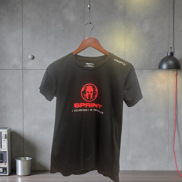 Women's Craft Black Red Spartan Sprint FINISHER Short Sleeve Tee S Small NWOT - Picture 3 of 6